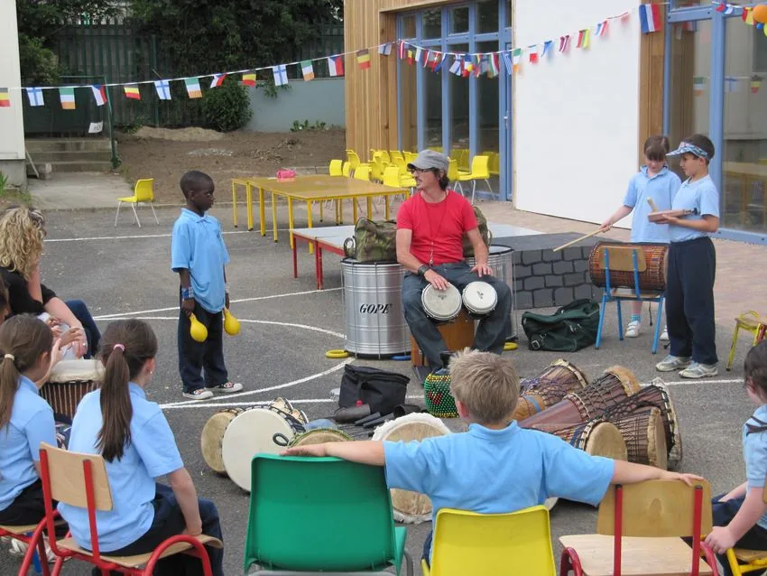 Children taking part in a drum workshop at the Children&rsquo;s Music Festival